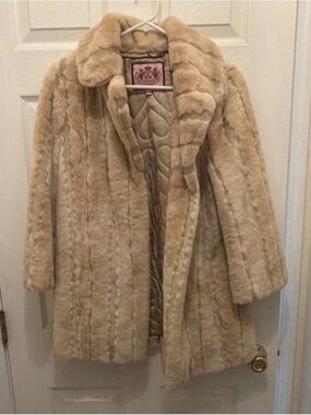 Juicy Couture Cream Faux Fur Teddy Coat